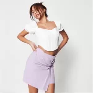 Missguided Linen Twist Front Mini Skirt - Purple