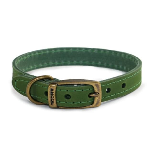 Ancol Timberwolf Leather Collar Lightweight Comfort Green
