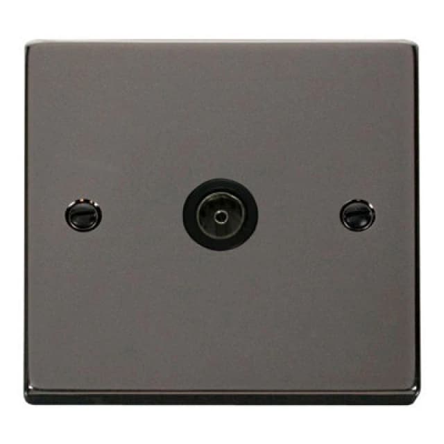 SE Home Black Nickel 1 Gang Single Coaxial TV Socket Black