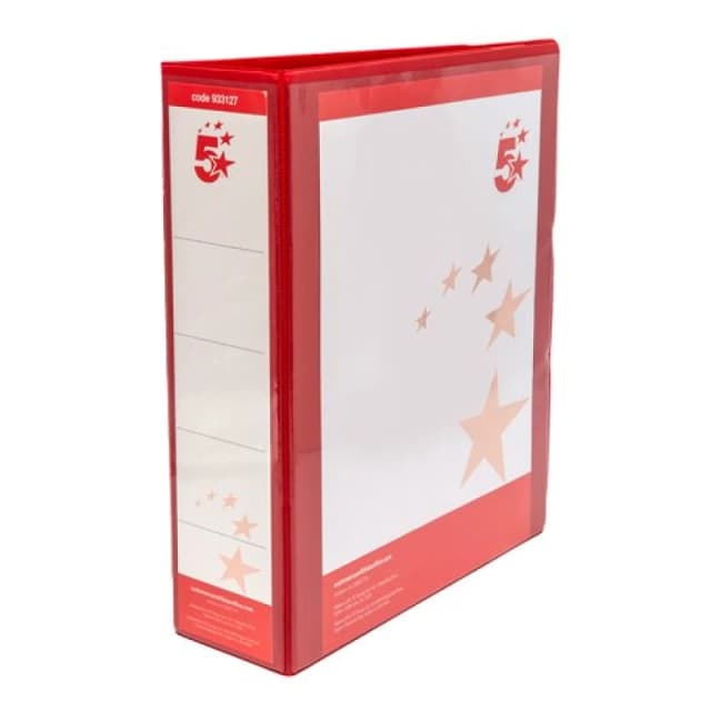 5 Star Office A4 65mm 4D Presentation Ring Binder Red (10 Pack) 933127
