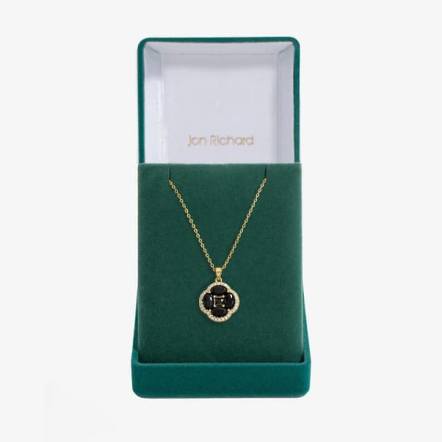 Jon Richard Cubic Zirconia Jet Clover Pendant - Gift Box Gold