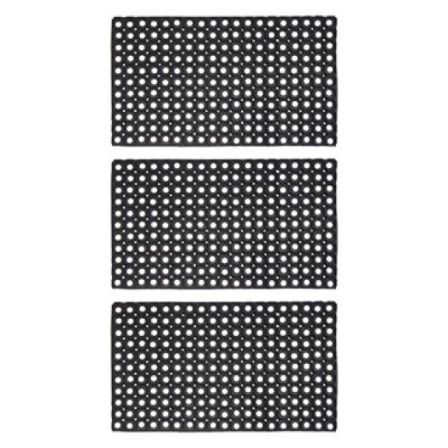 JVL JVL Contract Rondo Rubber Ring Scraper Doormat, 50x100 cm, Pack of 3 Black