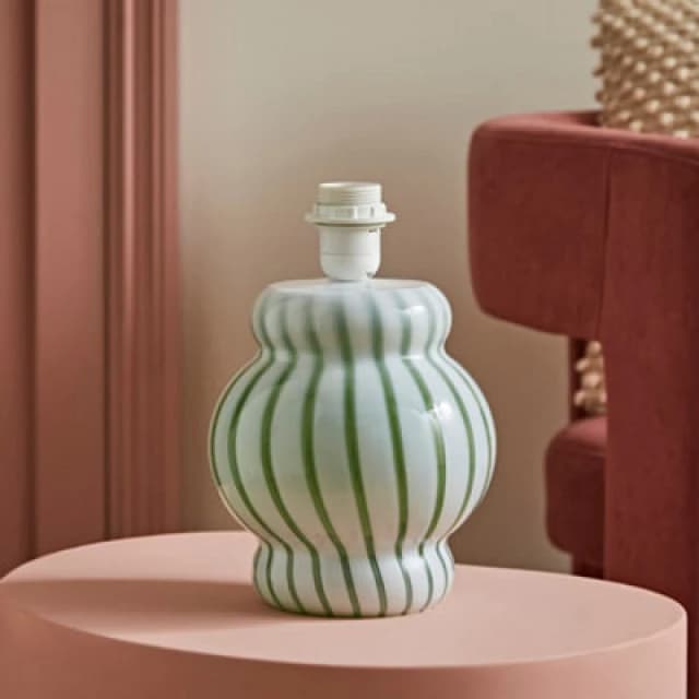 ValueLights ValueLights Taffy Stripe Green Glass Table Lamp Base in Pale Green Pale Green One Size Unisex 5016529274834