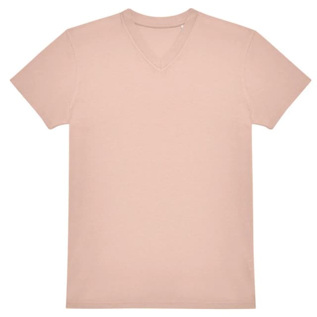 B&C Mens E150 Plain V Neck T-Shirt in Peach Size: XS Peach Male XS