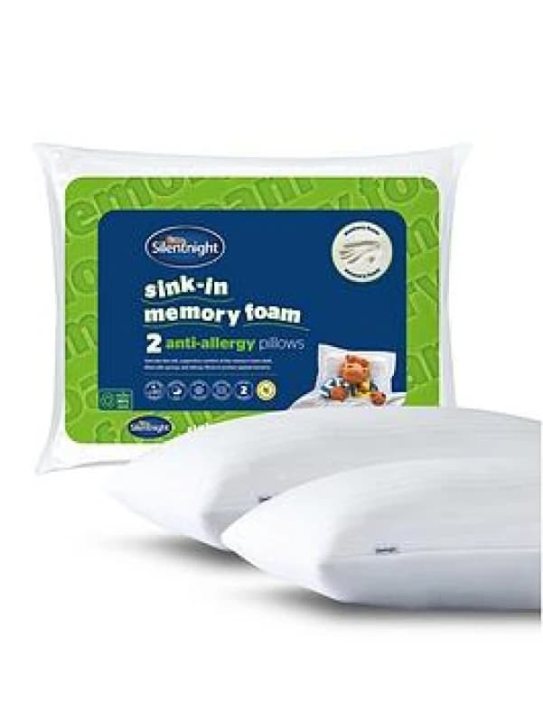 Silentnight Sink-In Anti Allergy Memory Foam Pillow - 2 Pack White ONE SIZE