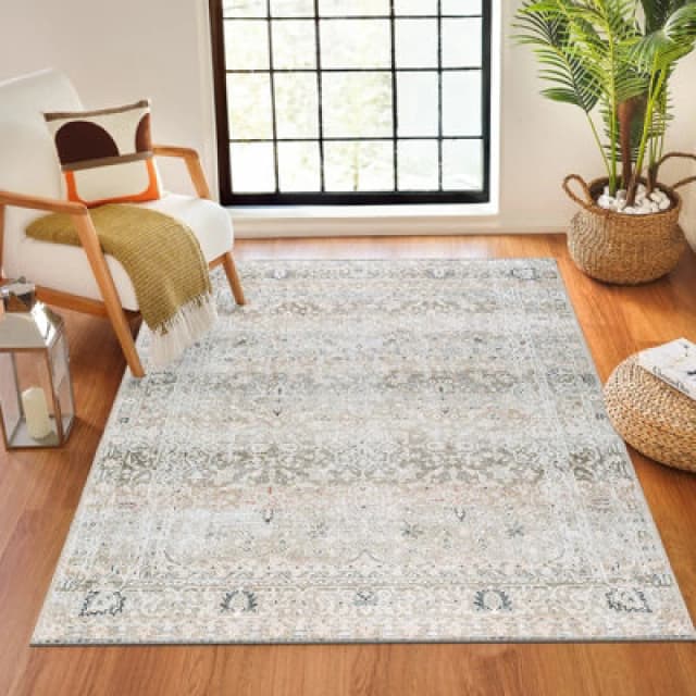Our Pnw Home X Livabliss Machine Washable Oriental Boho Brown Rainier Area Rug 160 X 220 Cm - Easy Care, Ideal For Living Room