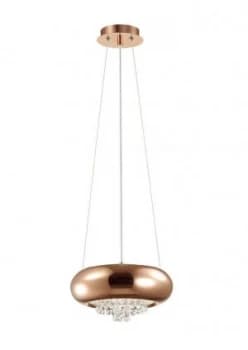 Small Ceiling Pendant 2 Light G9 Polished Copper, Crystal
