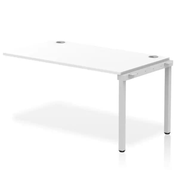 Impulse Bench Impulse Bench Single Row Ext Kit 1400 Silver Frame Office Bench Desk White IMBSXT14WHTS