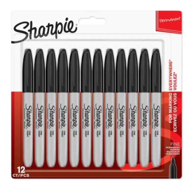 Sharpie Permanent Marker Black Fine Blister 12