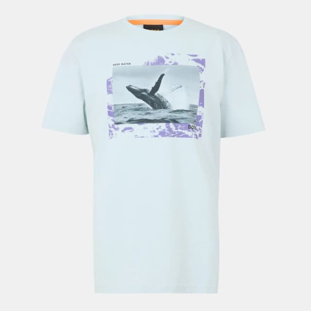 Boss Mens Dunetrace Regular Fit T-Shirt Open Blue male S