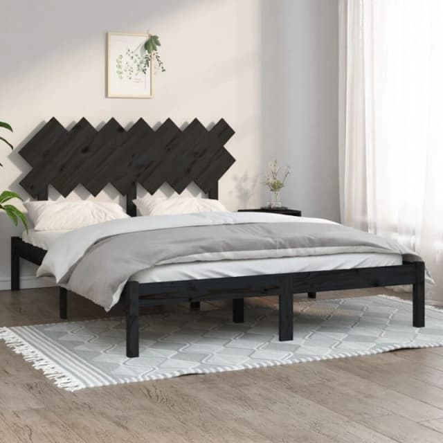 VIDAXL Bed Frame without Mattress Black 140x190cm Solid Wood Vidaxl 8720287036029