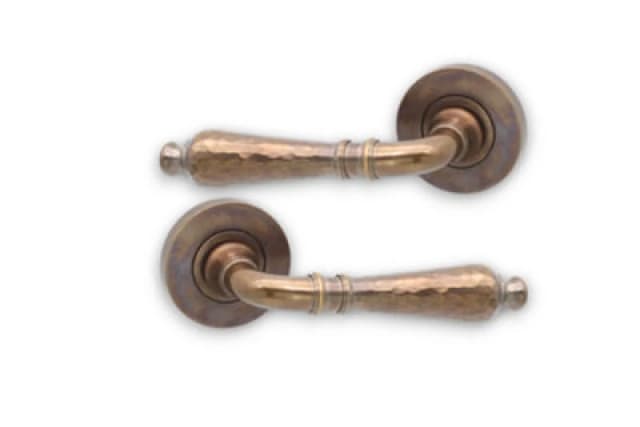 Spira Brass Hammered Hazel Lever On Rose Antique