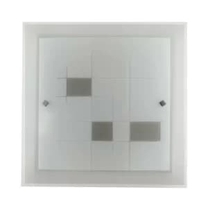 Fan Europe MUSA 2 Light Patterned Glass Flush Ceiling Light White 30x30cm