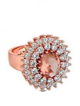 Jon Richard Rose Gold Plated Pink Cubic Zirconia Cocktail Ring