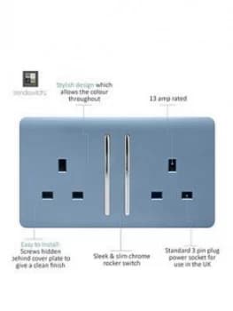 Trendiswitch 2G 13A Switched Socket Sky