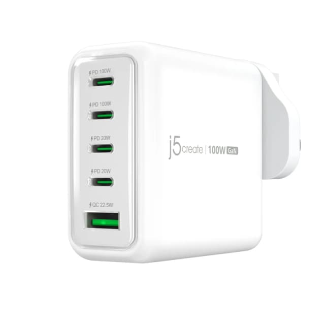 j5 create j5create JUP53100 100W GaN USB-C 5-Port Charger JUP53100EF-N
