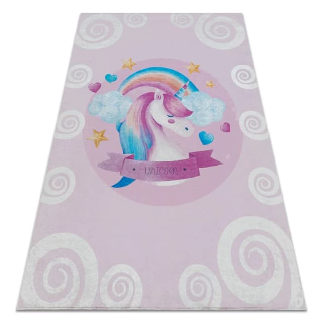 RugsX Bambino 2533 Washing Carpet Unicorn, Rainbow For Children Anti Slip - Pink 140X200 Cm
