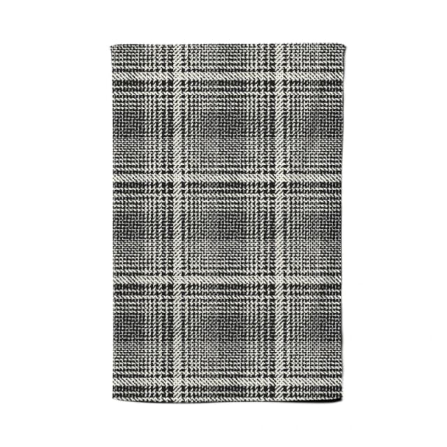 Warren Reed - Designer Monochrome Textured Checked Pattern Tea Towel in Grey Grey Unisex