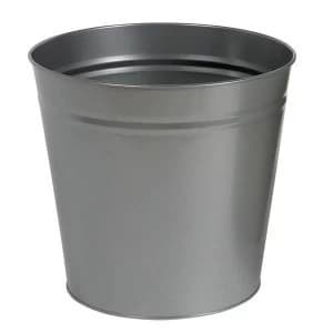 5 Star Facilities 15 Litre Waste Bin Round Metal Scratch Resistant Metallic Silver
