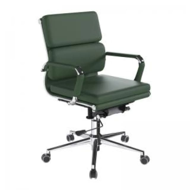 Avanti Nautilus Designs Avanti Medium Back Bonded Leather Executive Office Chair With Individual Back Cushions and Fixed Arms Green - BCL/5003/FGN BCL