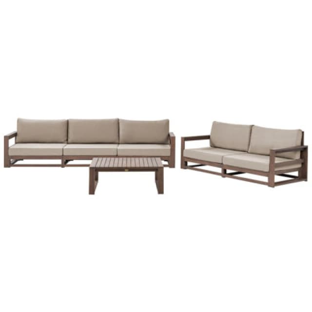 Beliani Garden Lounge Set With Table 5 Seater Timor Modular Certified Acacia Wood Dark Brown