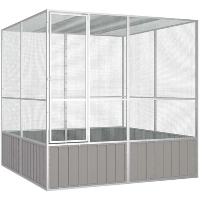vidaXL Bird Cage Grey 213.5x217.5x211.5cm Galvanised Steel, Grey 171552