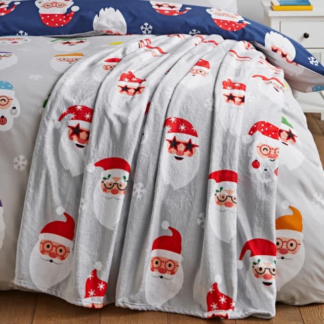 Catherine Lansfield Christmas Santa Spectacular Throw 130cm x 170cm Grey