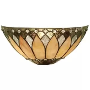 Interiors 1900 Lighting - Interiors Brooklyn - 1 Light Indoor Wall Uplighter Tiffany Glass, E14