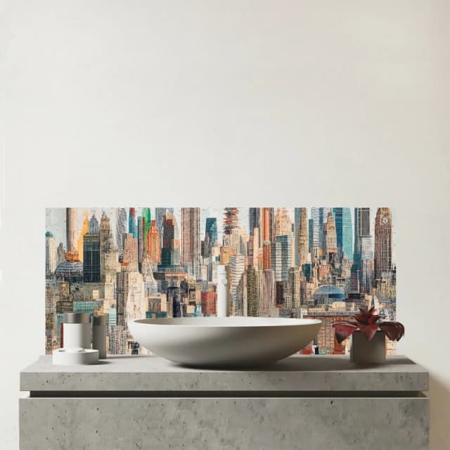 Warren Reed - Designer Abstract Icons Glass Bathroom Splashback Multicolor Unisex