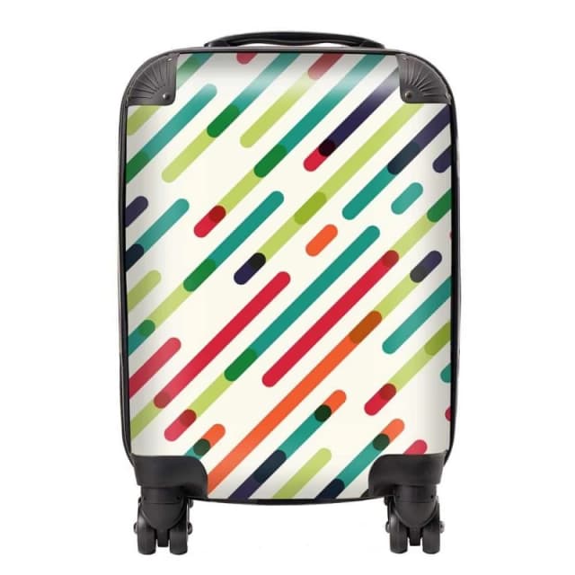 Warren Reed - Designer Coloured Diagonal Abstract Pattern Suitcase in Green Size: Large Green Unisex Large