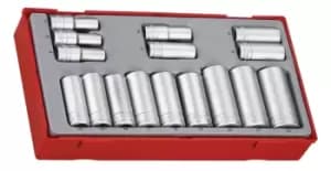 Teng Tools TT3816 16 Piece 3/8" Drive Deep 6 point Socket Set