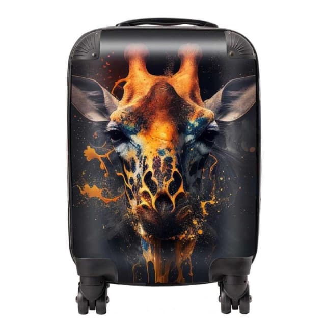 Warren Reed - Designer Golden Giraffe Face Splashart Suitcase in Yellow Size: Small Yellow Unisex Small