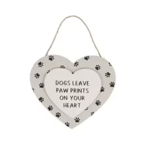 Dogs Leave Paw Prints Hanging Heart Sign
