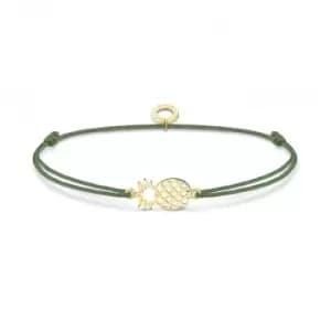 Silver Gold Plated Nylon Zirconia Green Pineapple Bracelet LS122-379-6-L20V