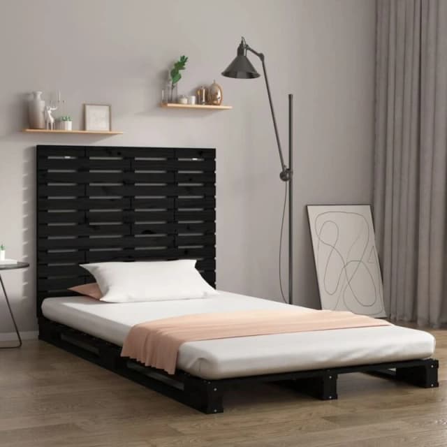 Vidaxl Wall Headboard Black 96X3X91.5cm Solid Wood Pine, Black 824677