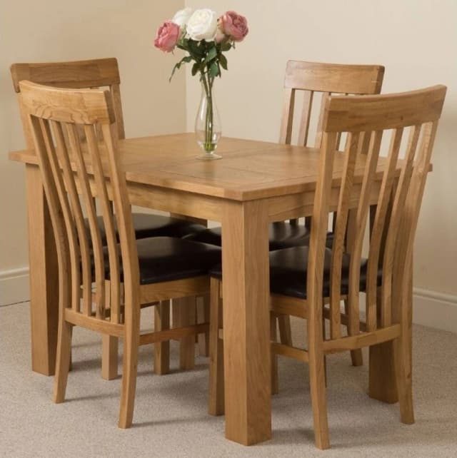 Thats Furniture Hampton 120-160cm Oak Extending Dining Table & 4 Harvard Chairs in Brown Brown Unisex