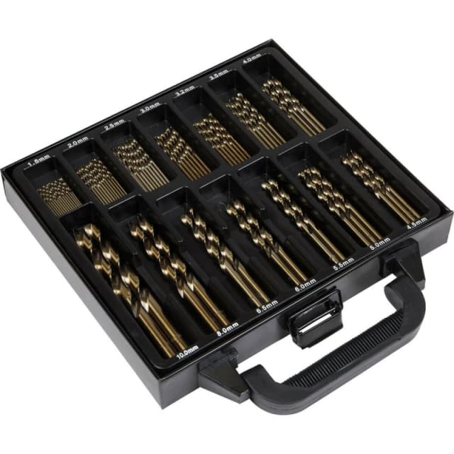 Loops 99 Piece Fully Ground HSS Cobalt Drill Bit Set - Split Point Self-Centring Tips Multi