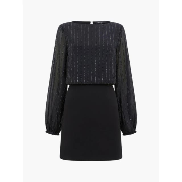 French Connection Womens Effy Sequin Shift Dress Blackout Multi female 8 (XS)
