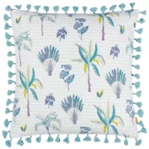 Chamae Floral Tasselled Cushion Lilac, Lilac / 50 x 50cm / Polyester Filled