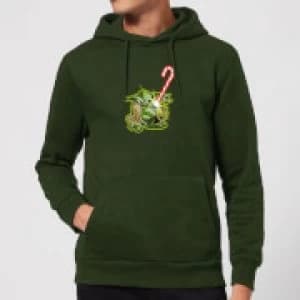 Star Wars Candy Cane Yoda Christmas Hoodie - Forest Green - L