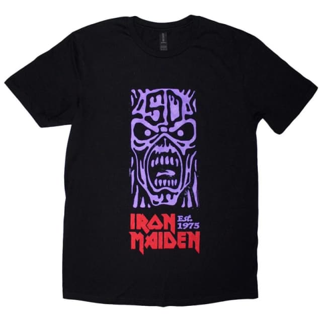 Iron Maiden Mens Est. 1975 Stamp Logo T-Shirt in Black Size: Small Black Male S