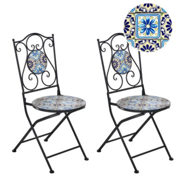 Beliani Set Of 2 Garden Chairs Aggius Folding Metal Black