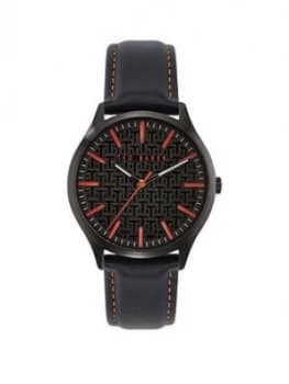 Ted Baker Manhatt Black Leather Strap Watch, One Colour, Men