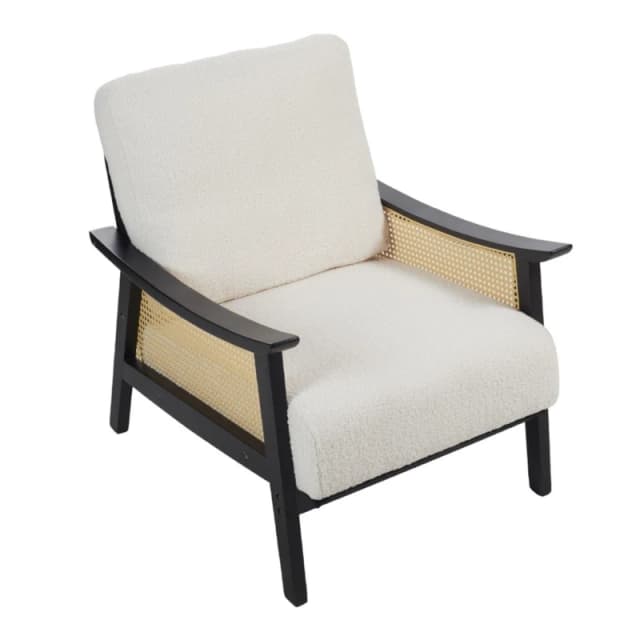 Kabinet UK Mid Century Rattan Armchair White Black unisex One size