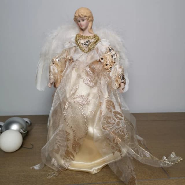 Samuel Alexander 30Cm Premier Christmas Tree Topper Angel Decoration With Feather Wings In Gold