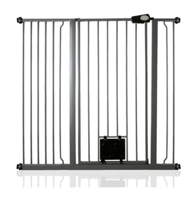 Bettacare Pet Gate With Lockable Cat Flap, 113.8Cm - 121.4Cm, Slate Grey, 104Cm In Height