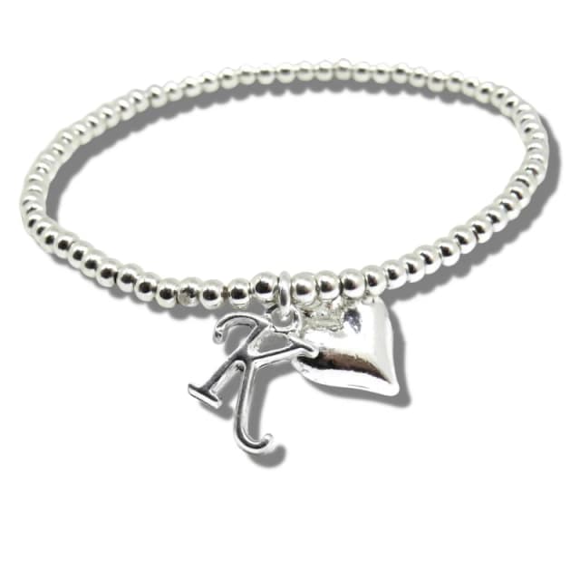 Aye Do Gifts Initial & Heart Charm Silver Beaded Bracelet Silver female A