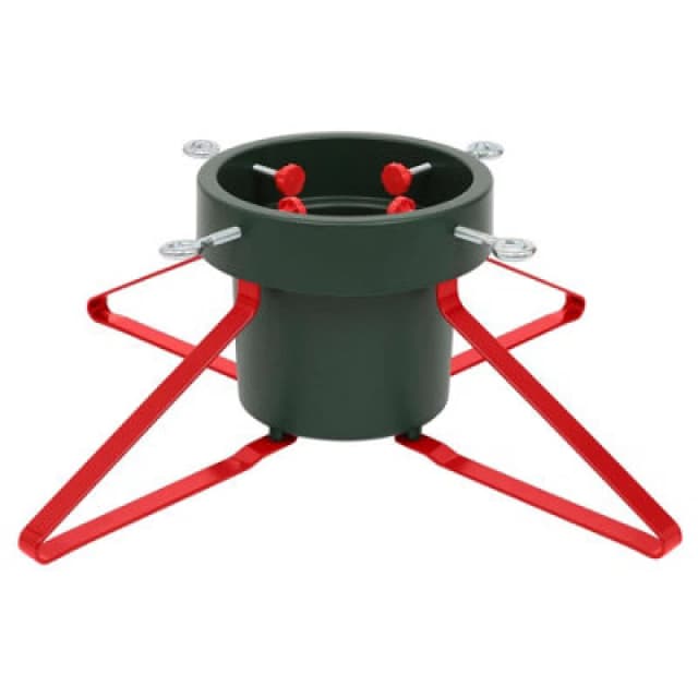 Harbour Housewares Classic Real Christmas Tree Stand - 5.5" Green/red - Adjustable Metal Live Xmas Tree Holder With Water Holder