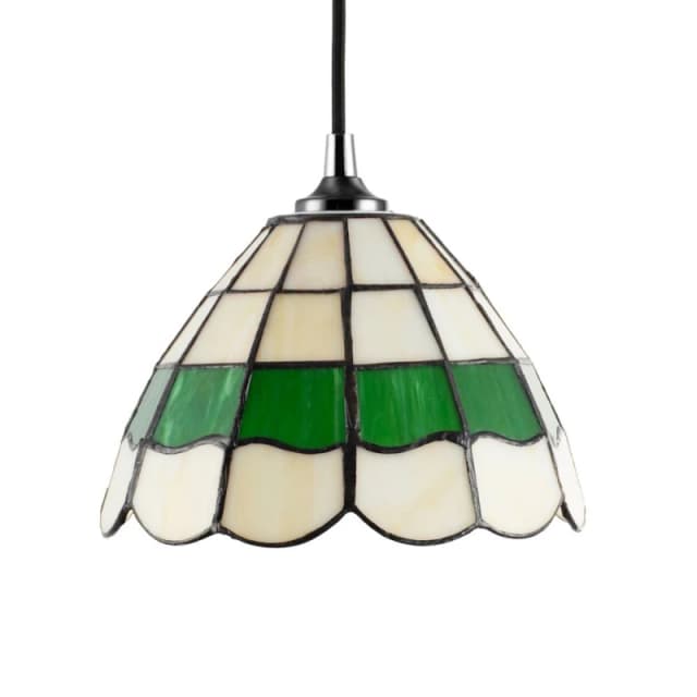 Happy Homewares Traditional Round Stained Glass Tiffany Pendant Lighting Shade in Green Green Unisex