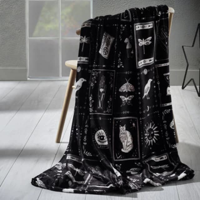 Catherine Lansfield Enchanted Witchcraft Cosy Fleece 130X170Cm Blanket Throw Black